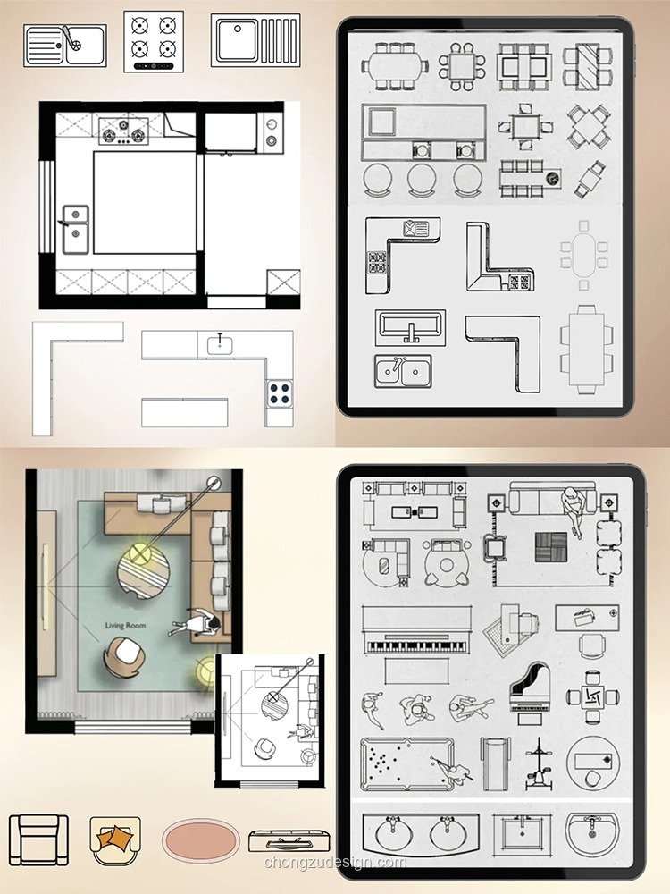 Procreate室内家装设计综合手绘笔刷素材（0019）