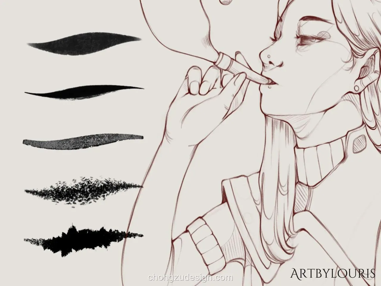 Procreate细线描绘笔刷合集2预览3