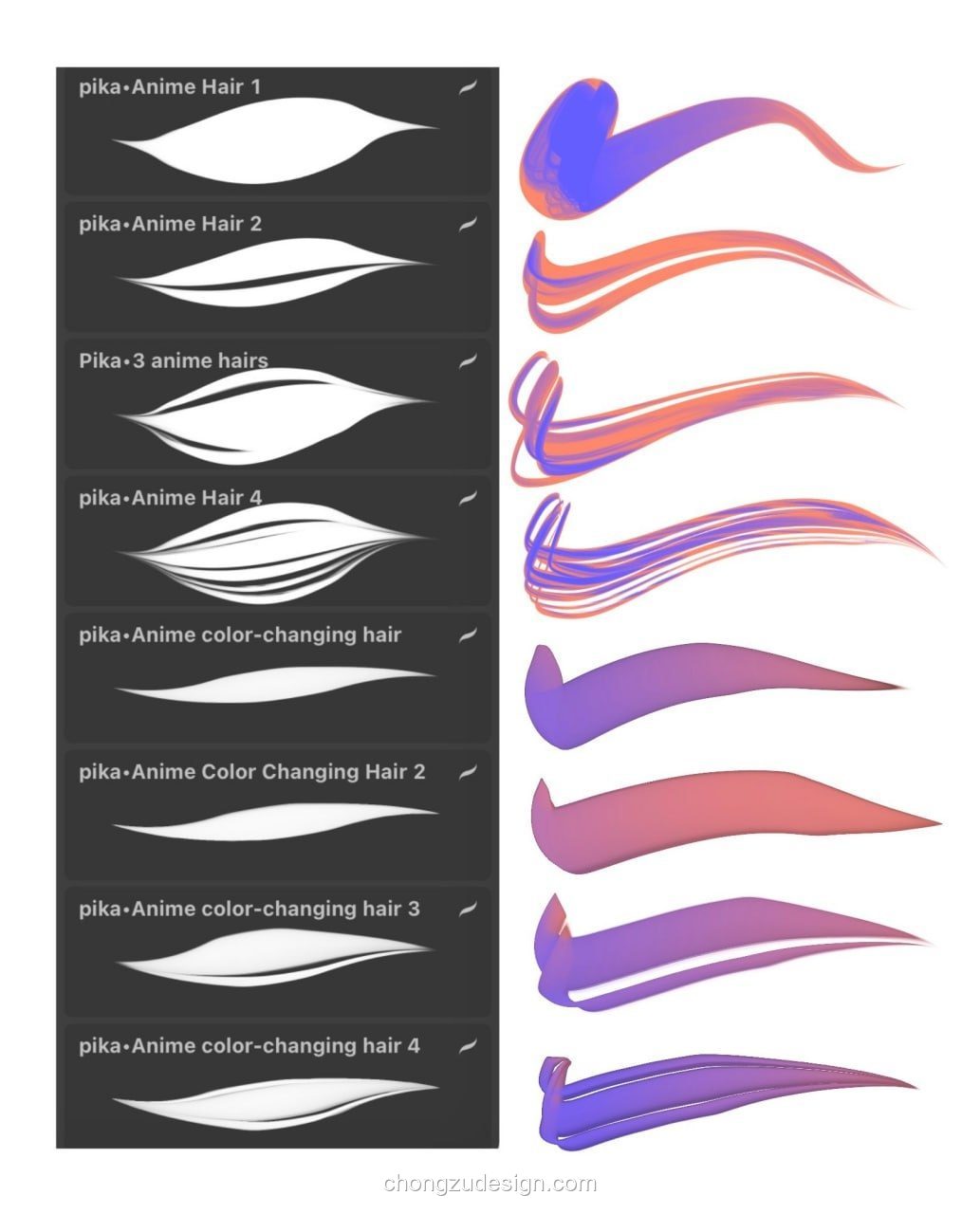 Procreate动漫角色发型绘制笔预览1
