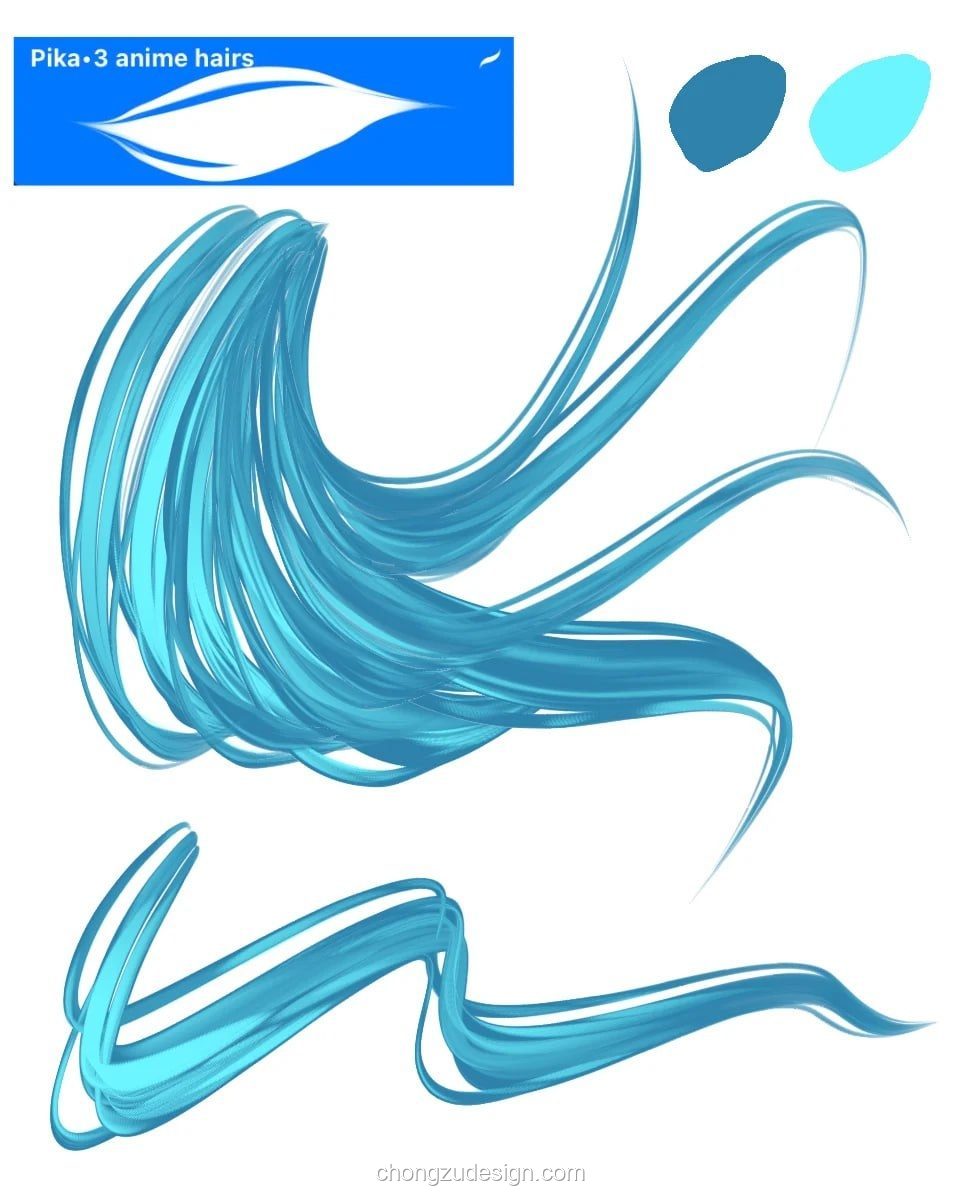 Procreate动漫角色发型绘制笔预览3