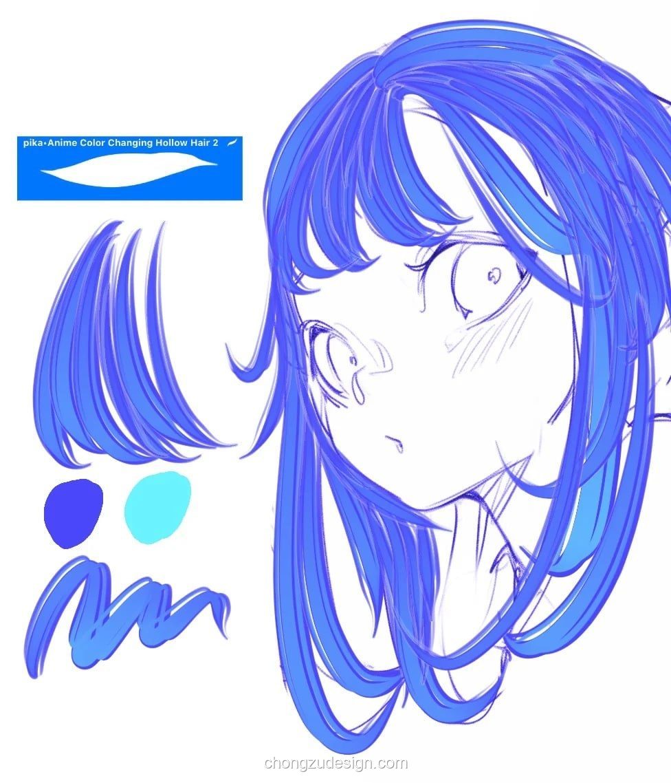 Procreate动漫角色发型绘制笔预览5