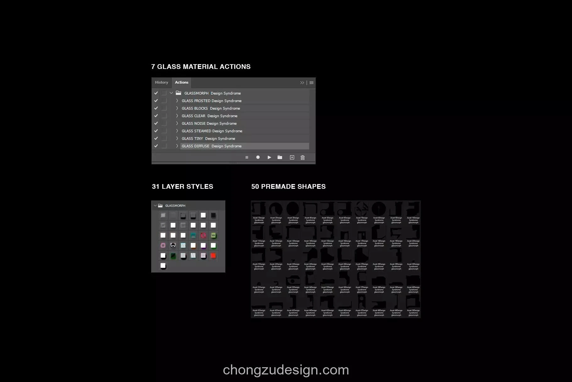 逼真假玻璃失真磨砂模糊纹理PS动作图预览1