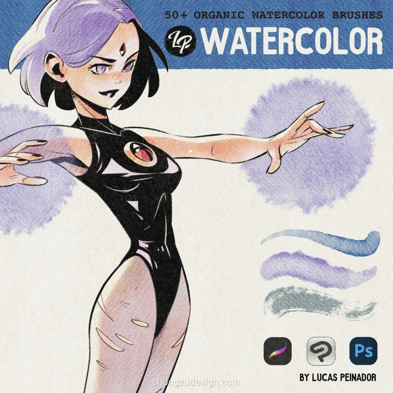 水彩质感绘画笔刷合集Procreat封面展示