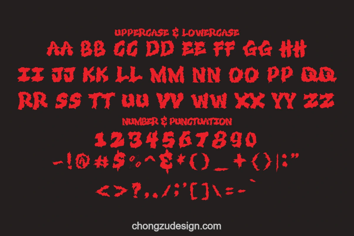 朋克摇滚死亡金属手写毛刺英文字体街头纹身标题设计字体（0328）效果展示图 5/10