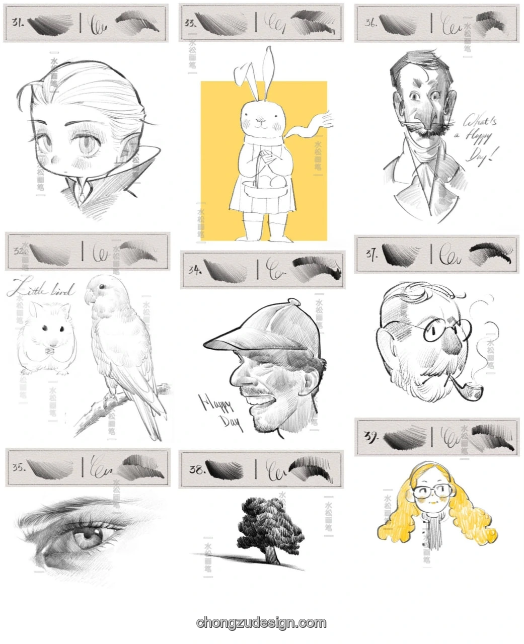 铅笔素描纸张纹理Procreate绘画笔刷合集展示图 5/8
