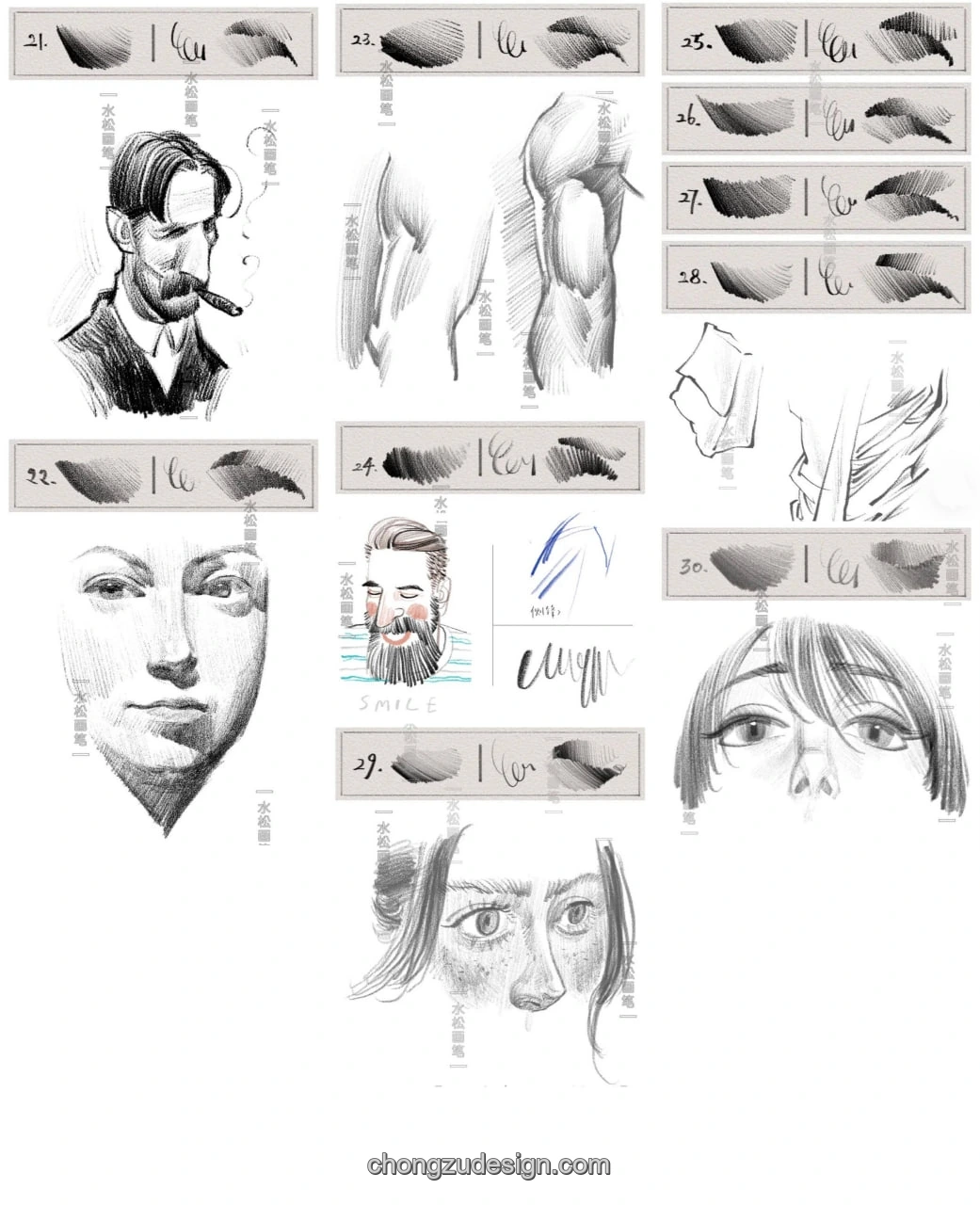 铅笔素描纸张纹理Procreate绘画笔刷合集展示图 6/8