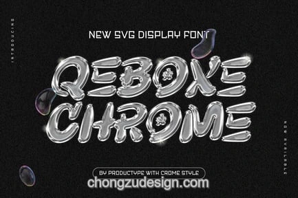 复古Y2K酸性镀铬3D金属Logo标题SVG英文字体展示图 1/8