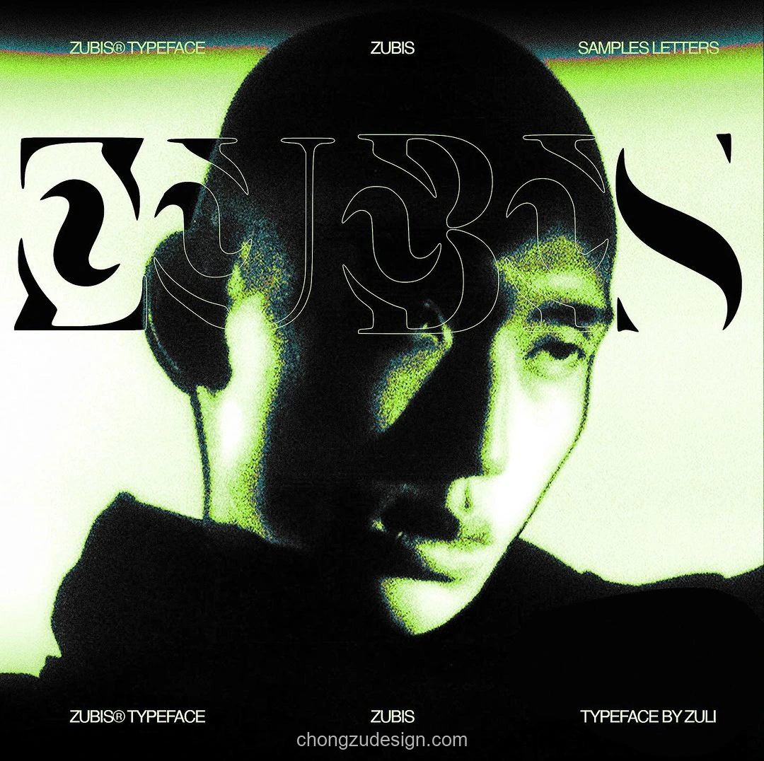 复古Y2K抽象艺术曲线衬线Logo标题装饰英文字体（0371）效果展示图 5/6