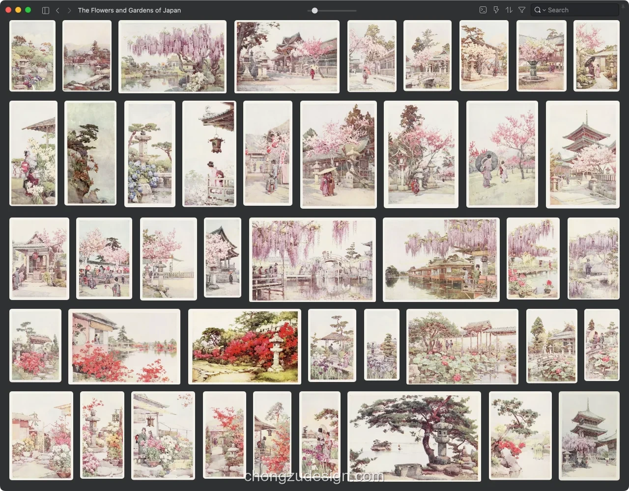 90+可商用复古日本花卉庭院风景古典水彩插画艺术素材（0381）效果展示图 2/4