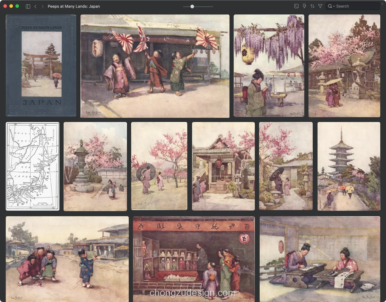 90+可商用复古日本花卉庭院风景古典水彩插画艺术素材（0381）效果展示图 3/4