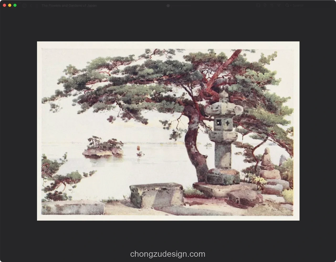 90+可商用复古日本花卉庭院风景古典水彩插画艺术素材（0381）效果展示图 4/4